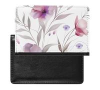 BHTGTRFDTD Passport Cover Case Watercolor Flowers Blossom Purple Pu Leather Passport Holder Cover with Card Slot