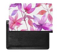 BHTGTRFDTD Passport Cover Case Watercolor Flowers Blossom Purple Pu Leather Passport Holder Cover with Card Slot