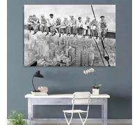 BHTMOI Abstract Poster Retro Construction Worker New York City Canvas Painting Wall Art Print Picture Living Room Home Decor 80x120cm(31x47in) No frame
