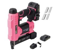 BHTOP 20V Cordless Brad Nailer＆Stapler, 18 Gauge 2 in 1 Stapler Kit, Heavy Finish Nail Gun with 2.0A Rechargeable Battery, Charger, 2500 Brad Nails and 500 Staples in Pink