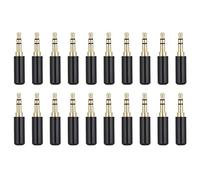 BHTOPIA 20pcs 3.5mm Headphone Audio Plug, Dual - Channel Stereo Audio Adapter, Gold - Plated Solder Lug Balanced Plug for Headset Repair Replacement with Metal Housing for Mixers,