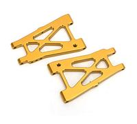 BHTOPIA 2PCS Aluminum Alloy Rear Lower Swing Arm, RC Vehicle Suspension A Arms, Durable Upgrade Parts for KYOSHO 4WD Optima 1/10 Off - Road Vehicle, Replacement RC Rear Lower Swing Arms wi (Golden)