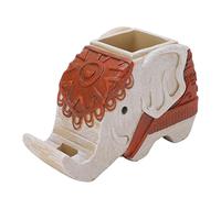 BHTOPIA Elephant Pen Container, Office Desk Home Decorative Storage, Multi Purpose Organizer for Pens Pencils Scissors, Vivid Lovely Elephant Design with Phone Stand, Strong Durable Synthe