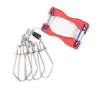BHTOPIA Live Fish Lock, Stainless Steel Fish Wire Rope Lock, Portable Fishing Stringer with Snake Shaped Quick Release Pin, D - Shaped Carabiner for Big Lure Fishing Equipment, Includes Hi (Red)