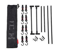 BHTOPIA Outdoor Desktop Storage Rack, Portable Camping Shelf with Adjustable Clamp and Double Layer Hooks for Camp Cookware, Picnic, Hiking, and Travel