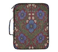 Bhutan Blue Poppy William Morris Pattern File Folder with Zipper 7 Pockets A4 Letter Size with Zipper Closure for Office Wide File Folders