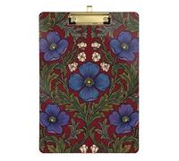 Bhutan Blue Poppy William Morris Pattern Receipt clipboard Hard Board for Soccer Truck Driver Size 9 x 12 Gold