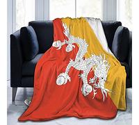 Bhutan Flag Fleece Warm Soft Throw Blankets Anti-Static Thick Fuzzy Luxury Bed Blanket for Couch, Bed, Sofa Ultra Luxurious Warm and Cozy for All Seasons 80"X60"