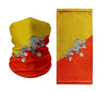 Bhutan Flag Neck Gaiter - Diagonal Yellow & Orange Design with Druk Dragon Emblem - Breathable Face Mask, Scarf & Multi-Purpose Bandana for Bhutanese Pride & Outdoor Activities