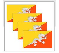 Bhutan Flag Stickers Pack of 4 (75 x 50mm) Waterproof BTN Labels for Car Bike Van Laptop Helmet Packwith® #P1053
