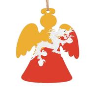 Bhutanese flag Wooden Tree Ornaments Angel Shape 2 PCS, Vintage Hanging Holiday Decorations, Souvenir Holiday Decor