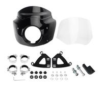 BHYYDS For Cafe Racer Dyna Street Bob FXDB Club Style 2006-2017 Motorcycle Windshield Front Headlight Fairing Motorcycle Windshield(11in Black Clear)