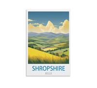 BHYYDS Shropshire Hills Vintage Travel Poster 08x12inch(20x30cm) Canvas Painting Wall Art, Wall Decor Pictures Prints for Living Room Bedroom