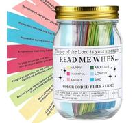 Bi-ble Verses in A Jar,Bi-ble Verse Gifts,Mini Bi-ble Verse Cards in A Jar Glass,Color Coded Bi-ble Verses Jars,Bi-ble Gifts for Feelings,Bi-ble Study Supplies Gifts,Bi-ble Verses for Emotions