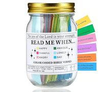 Bi-ble Verses in A Jar,The Hope Jar Bi-ble Verses,Mini Bi-ble Verse Cards, Color Coded Bi-ble Verses Jars,Bi-ble Verses for Emotions & Feelings Jar,Bi-ble Study Supplies Gifts,Bi-ble Verses Jar
