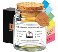 Bi/ble Verses Jar with a Gift Box,Bi/ble Verses in a Jar Glass,90 Colour Coded Bible Verses Stickers,Scripture Prayer Cards Hope Jar,Bi/ble Study Accessories,Bi/ble Journaling Supplies,Qu/ran Verses