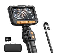 Bi-Directional Articulating Borescope Camera with Light, Industrial Endoscope Inspection Camera with Light, 1/4" Articulated Probe, 5ft Flexible Snake Scope for Wall