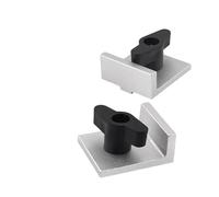 Bi-Directional T-Track Stop Block Set 4-Piece Aluminum Short Stop Set for Woodworking Jigs Tables Fits 1/4-5/16 T-Bolts Silver Anodized 1.5 L × 1.625 W