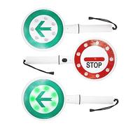 Bi-Directional Warning 16 LED Traffic Safety Baton | Battery Powered Safety Baton | Traffic Control LED Flashing Light | Stop and Go Sign (3 Pcs Set)