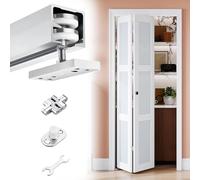 Bi-fold Door Hardware Set with Silver Track, 24 30 36 48 60 inch Sliding Bifold Door Hardware Kit for Pantry Bathroom Closet Barn Door(Door Thickness 3-3.5cm,28in/71cm)