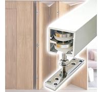 Bi-folding Sliding Barn Door Hardware Kit for 2-Doors, 5ft Aluminium Rail & Adjustable Rollers, Folding Closet Door Track for Bedroom Kitchen