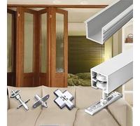 Bi-Folding Sliding Closet Door Hardware Kit - 8-Door Track & Roller Set for Smooth Folding Solutions - 2m/7ft Replacement System, Durable & Easy Installation