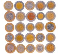 Bi-Metallic Coin Collection - 30 Dual-Metal Coins - Mixed World Countries - Core and Ring