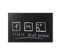 Bi-Office Chalkboard, Black Non Magnetic Surface, Black Lined MDF Frame, 58.5 x 38.5 cm