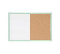 Bi-Office Combined Board with Cake Frame, Magnetic Dry Erase Board and Cork, Pastel Green MDF Frame, 40 x 60 cm