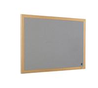 Bi-Office Earth Executive Felt Notice Board, Grey Felt Surface, MDF Frame with Oak Finish, 1200 x 900 mm