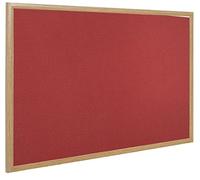 Bi-Office Earth - Notice Board, Red Felt Board with Oak Finish Frame, 240 x 120 cm