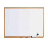 Bi-Office Earth - Whiteboard, Recycled Enamel Magnetic Dry Wipe Surface with Oak Effect Frame, 180 x 120 cm