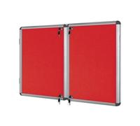 Bi-Office Enclore Indoor Lockable Notice Board Non Magnetic 32 x A4 Wall Mounted 183 (W) x 123 (H) cm Red