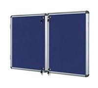 Bi-Office Enclore Indoor Lockable Notice Board Non Magnetic 28 x A4 Wall Mounted 153 (W) x 123 (H) cm Blue
