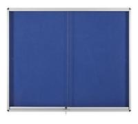Bi-Office Exhibit Indoor Lockable Notice Board Non Magnetic 12 x A4 Wall Mounted Lockable 96.7 (W) x 92.6 (H) cm Blue