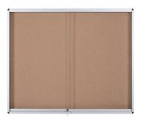 Bi-Office Exhibit Indoor Lockable Notice Board Non Magnetic 15 x A4 Wall Mounted Lockable 114.6 (W) x 96.7 (H) cm Brown