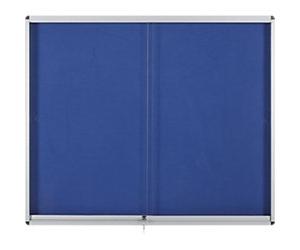 Bi-Office Exhibit Indoor Lockable Notice Board Non Magnetic 8 x A4 Wall Mounted Lockable 96.7 (W) x 70.6 (H) cm Blue