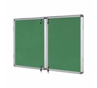 Bi-Office Enclore Display Case, Green Felt Surface, 2 Lockable Acrylic Doors, Aluminium Frame, 2430 x 1230 mm - 40x A4