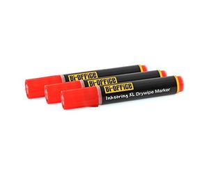 Bi-Office InkstringXL Dry Wipe Marker for White Boards with Gel Ink and 3 mm Round Tip - Red, Pack of 3