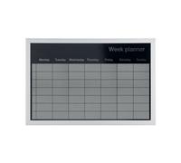 Bi-Office Magnetic Weekly Silver Finish Planner Grey Frame 60x40cm