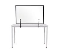Bi-Office Protective Screen Tempered Glass, Wood 900 (W) x 600 (H) mm Desk Mounted
