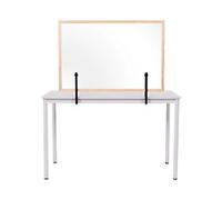 Bi-Office Protective Screen Tempered Glass, Wood 900 (W) x 600 (H) mm Desk Mounted Maya