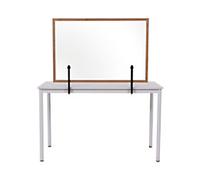 Bi-Office Protective Screen Tempered Glass, Wood 900 (W) x 600 (H) mm Desk Mounted Maya
