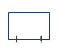 Bi-Office Protector Desktop Glass Board with Clamps, Blue Aluminium Frame, 1040x700