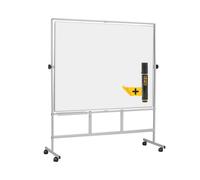 Bi-Office Dry Erase Magnetic Board Revolver Plus, Double-Sided Plain/Plain, 150 x 120 cm