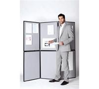 Bi-Office Showboard Exhibition System 3 Panel Blue/Grey