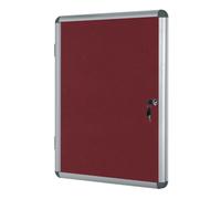 Bi-Office Enclore Indoor Lockable Notice Board Non Magnetic 9 x A4 Wall Mounted 72 (W) x 98.1 (H) cm Burgundy