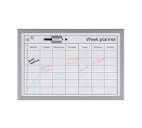 Bi-Office Weekly Planner with pen, Magnetic Surface, Grey Lined MDF Frame, 60 x 40 cm