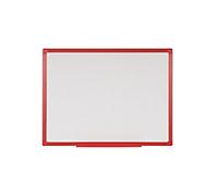 Bi-Office Maya Non-Magnetic Gridded Whiteboard, Dry Erase Surface, Red Plastic Frame, 2400 x 1200 mm