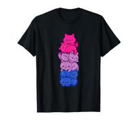 Bi Pride Cat LGBT Bisexual Flag Cute Kawaii Cats Pile Gift T-Shirt
